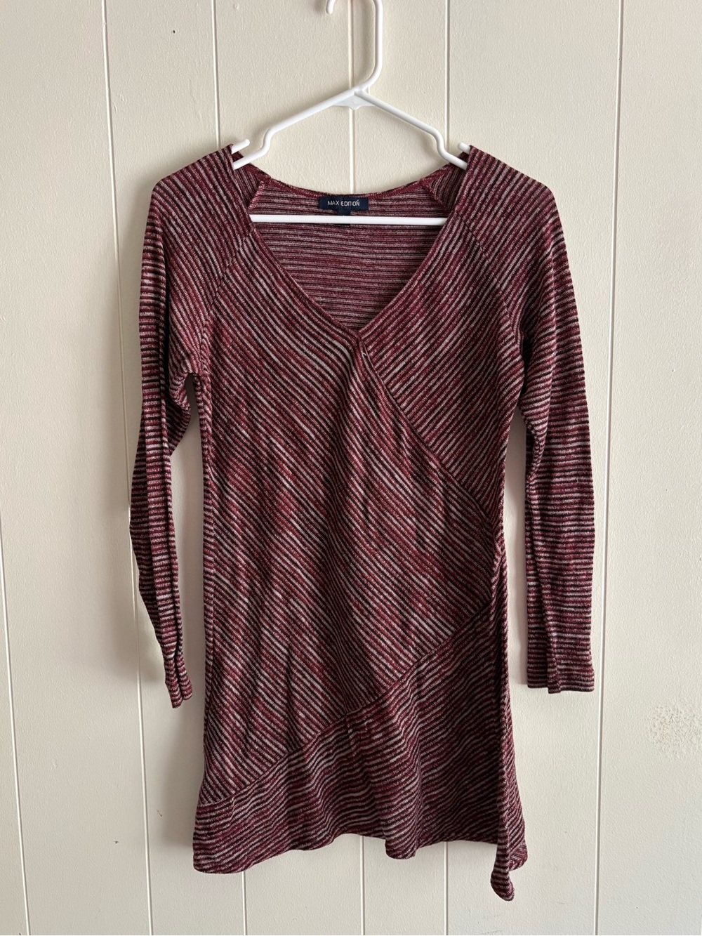 Max Edition Striped Burgundy And Black Knit Tunic